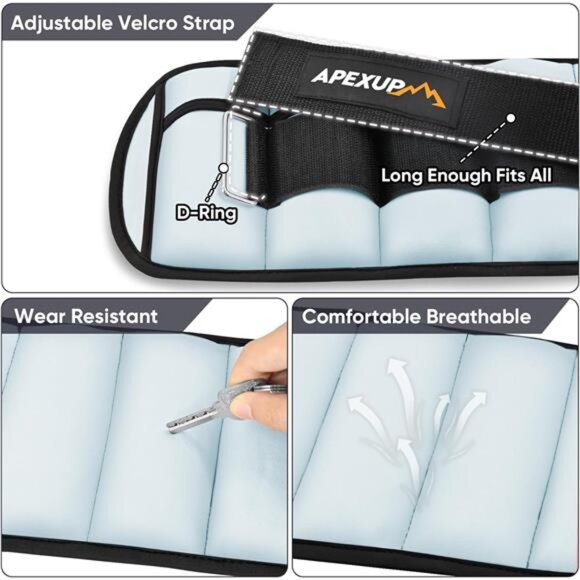 APEXUP 10lbs/Pair Adjustable Ankle Weights for Women and Men, Modularized Leg - Picture 3 of 7